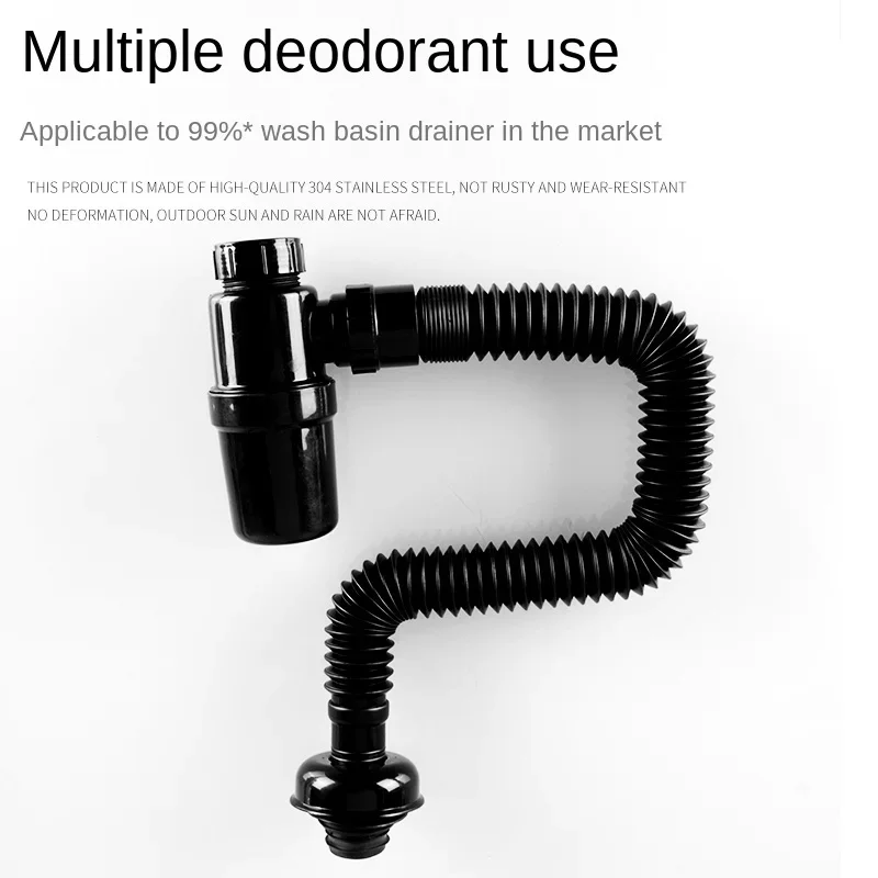 Basin Deodorant Drain Pipe Black Drain Set Sink Basin Drain Pipe Wall Row