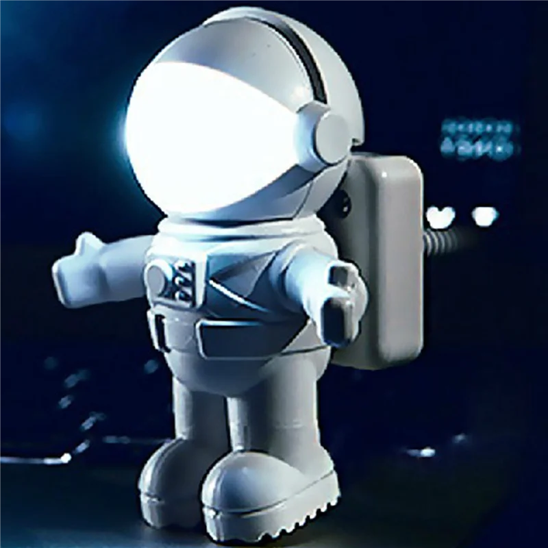 WORTHOWN-2X LED USB ضوء الليل رائد الفضاء شكل الإضاءة قابل للتعديل طوي للكمبيوتر الكمبيوتر المحمول الجدة مصباح رائد الفضاء