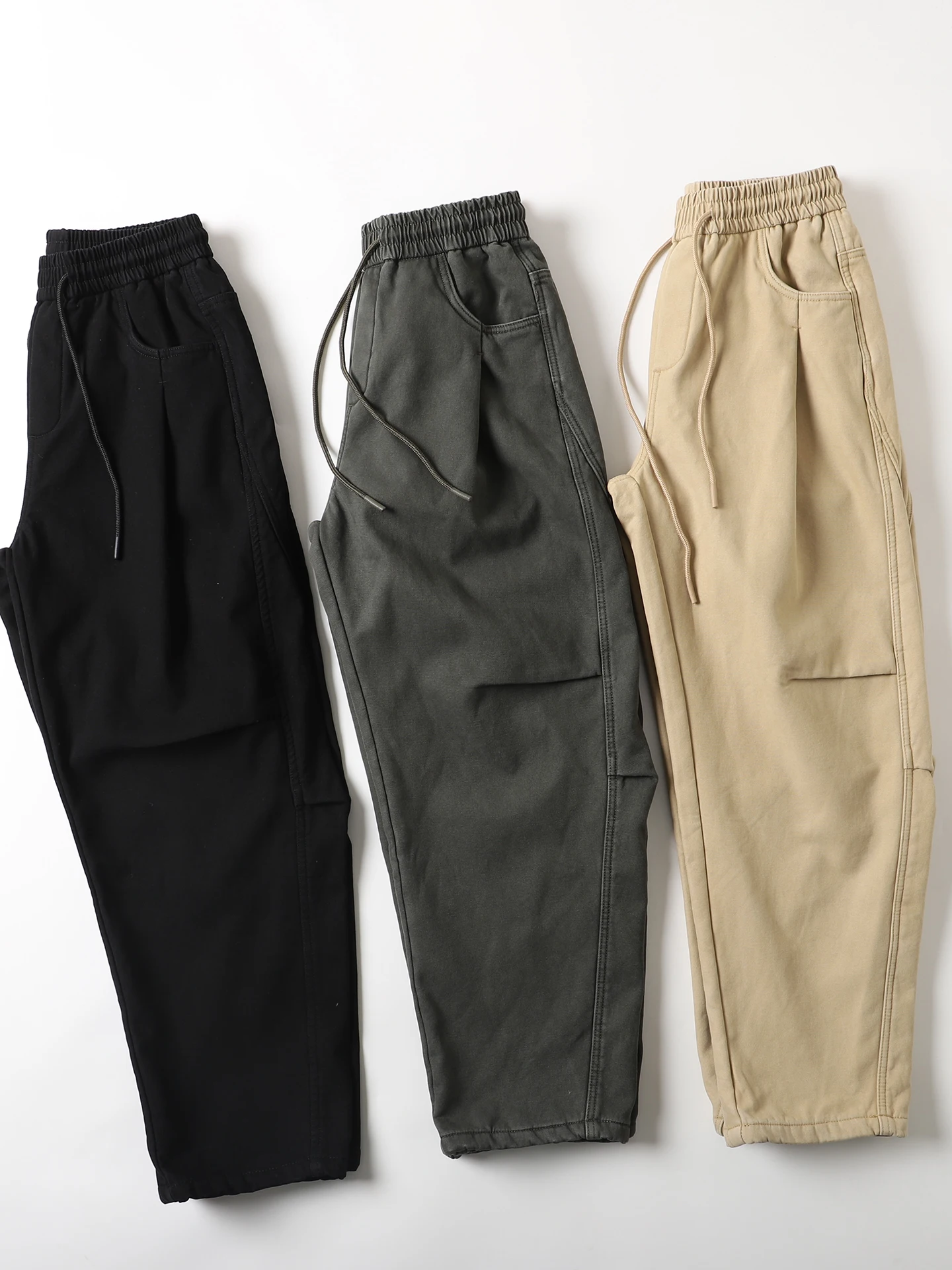 

American Sle Thiened Fce Pure Cotton Loose Cuff Jeans Men's Cool Casual Long Pants Trendy Straight Leg Trousers