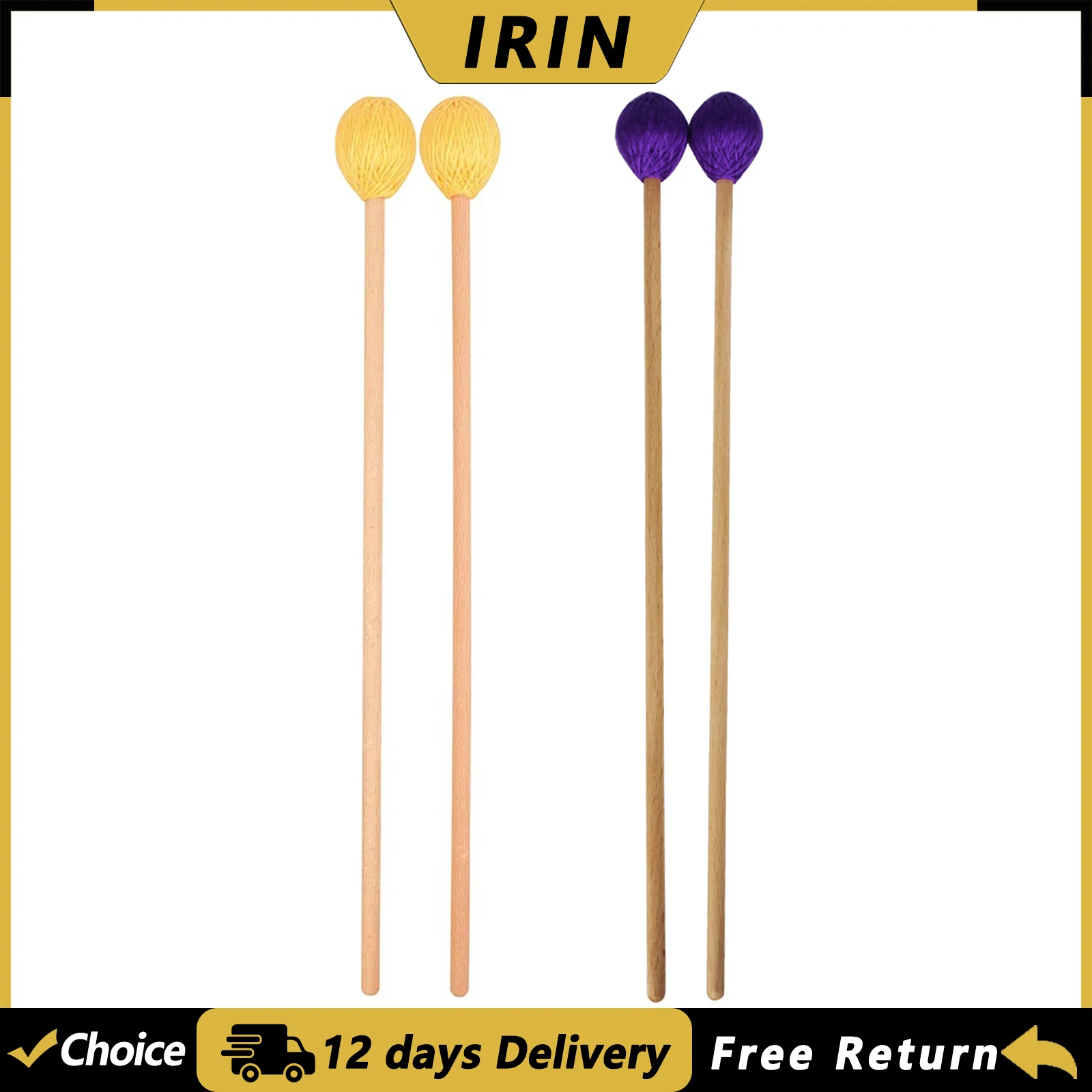 IRIN Baquetas de marimba, Mazos de tambor, Mazos de xilófono, Baquetas con mango de arce, Accesorios para instrumentos de percusión