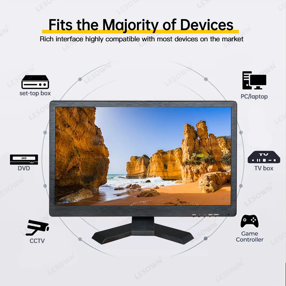 Imagem -02 - Lesown-monitor Touchscreen Ultra Amplo Full hd Vga Hdmi Montagem na Parede Display Vesa para Laptop pc Switch Gaming 21.5 1920x1080