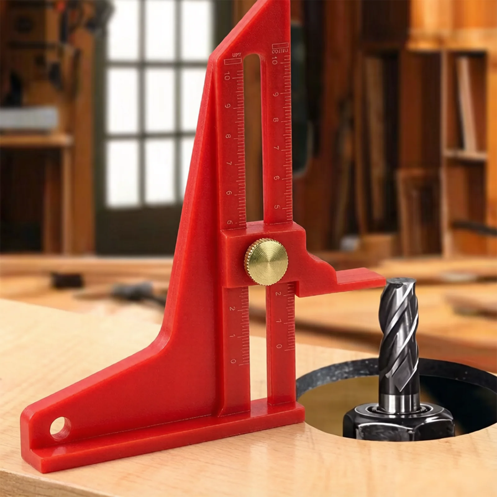 

Table Saw Measuring Ruler Height Gauge, Smooth Glide Depth Gauge, Red Handle, Woodwork Measuring Tools for DIY & Pro Craftsmen