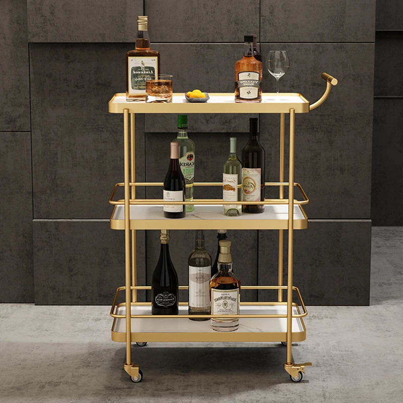 ‌Premium 3-Tier Beverage Cart - Hotel Serving Trolley for Cake & Tea Stainless Steel Drink Cart with Wheels, Home/Commercial Use