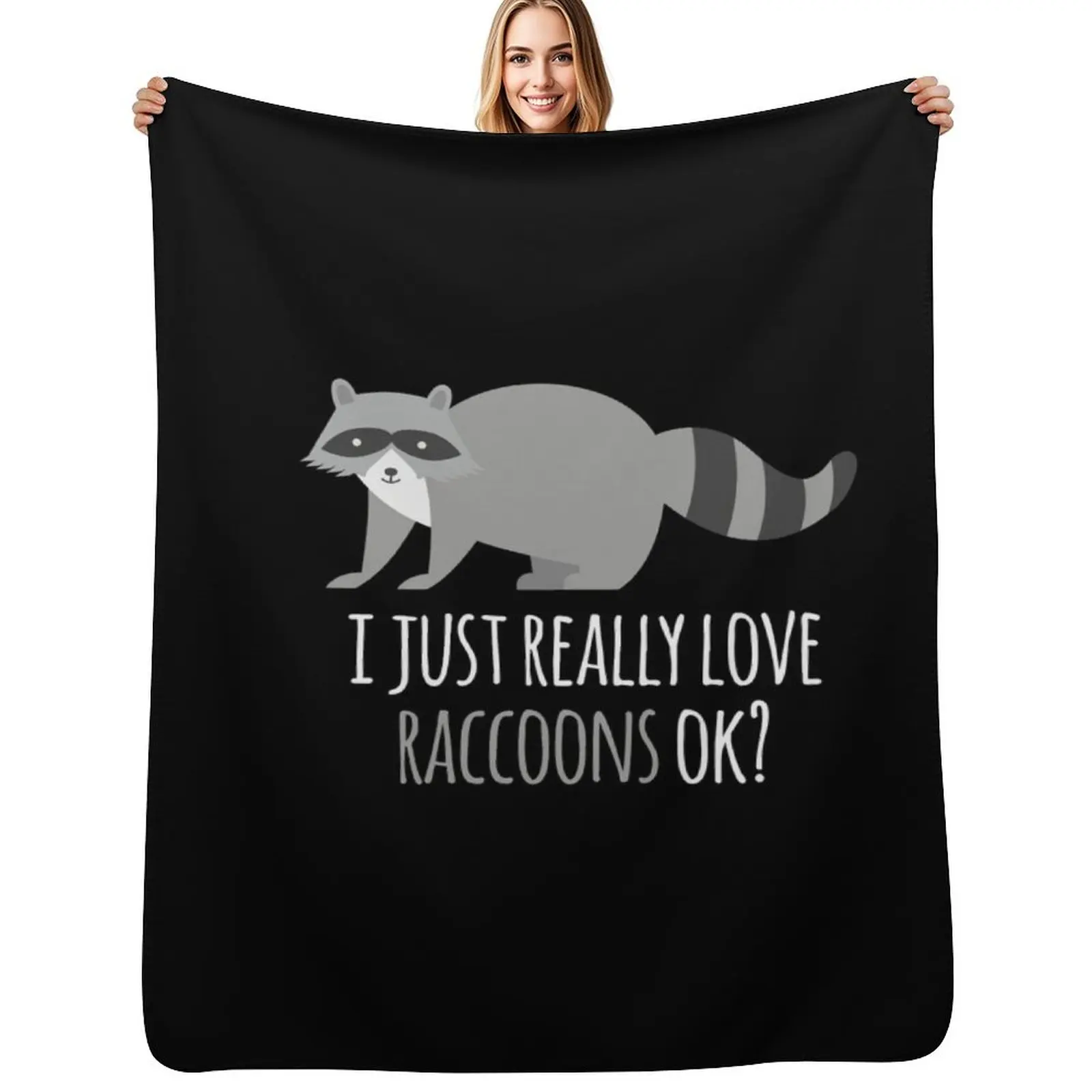 

I Just Really Love Raccoons Ok Throw Blanket Cute Plaid sofa bed Nap Flannel Blankets