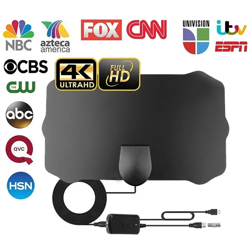 Antena de caixa digital de tv interna 4k hd hdtv antena DVB-T/t2 dvbt2 cabo antena de tv 5000 milhas uhf vhf dtv antenas aérea para carro rv