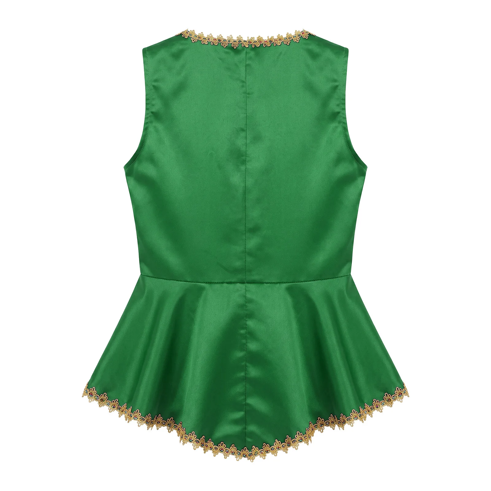 Women Satin Victorian Waistcoat Steampunk Pirate Vest Viking Costume Lace-up Sleeveless Peplum Vest for Halloween Raves Party