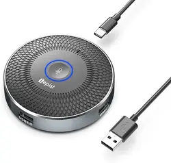 Conference Microphone, Portable 3-in-1 USB Computer Mic, 360° Omnidirectional Pickup for Desktop/Laptop/Tablet,Meeting,Skype Mic