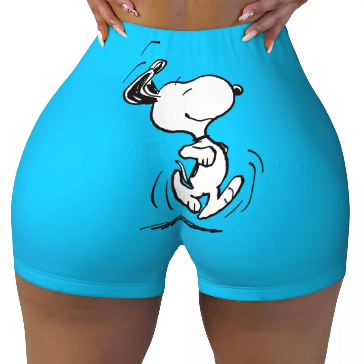 

Custom Snoopy Happy Dance Volleyball Biker Workout Shorts Women Cartoon Comic Dog Athletic Gym Yoga Shorts