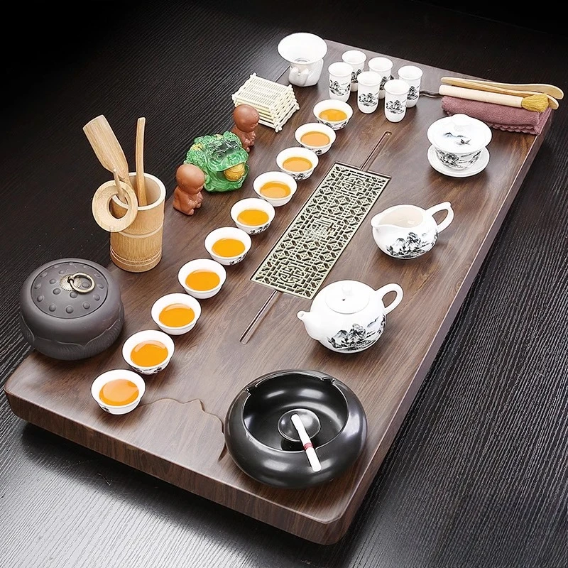 r*-Ash Serving Tea Tray Drainage Rectangle Chinese Hospitality Accessories Tea Tray Office Living Room Madera Home Products