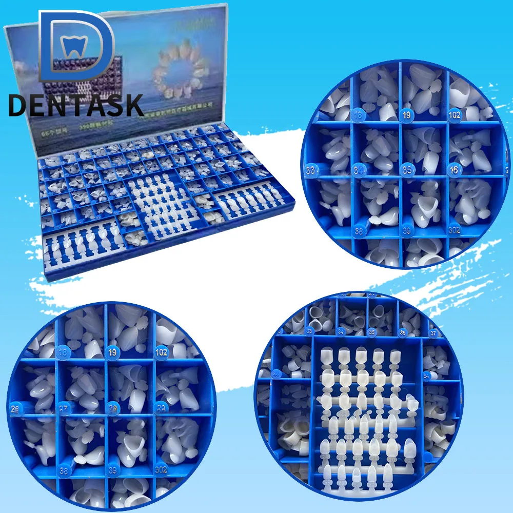 Dentask 390Pcs/Box Dental Temporary Crowns 66 Size Crown Mold Guides Premolar Molars Anterior Cuspid