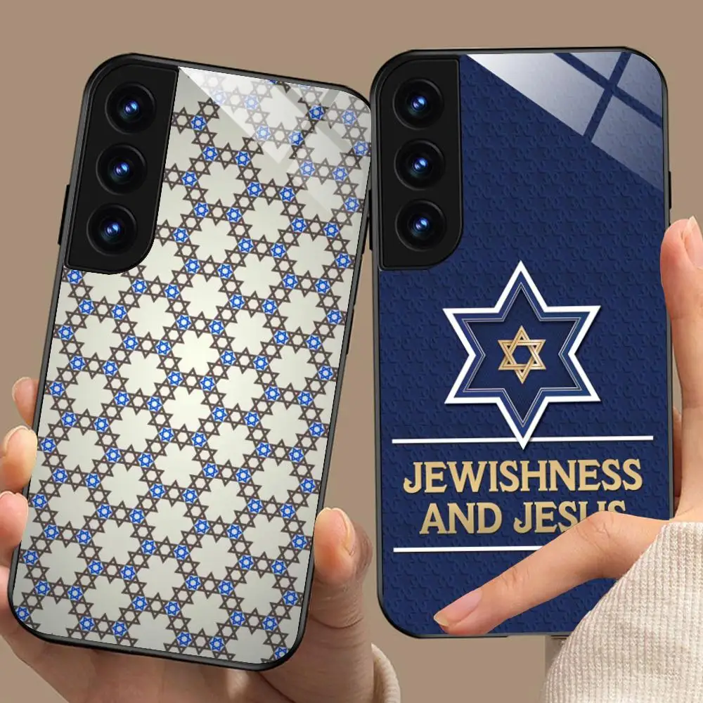 Jewish David Star Phone Case for Samsung Galaxy A56 55 54 53 52 51 36 35 34 23 16 15 5G Glass Protective Cover