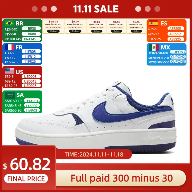 Nike new listing Gamma Force Low fashion trend plate shoes white and blue color matching men's and women's casual shoes