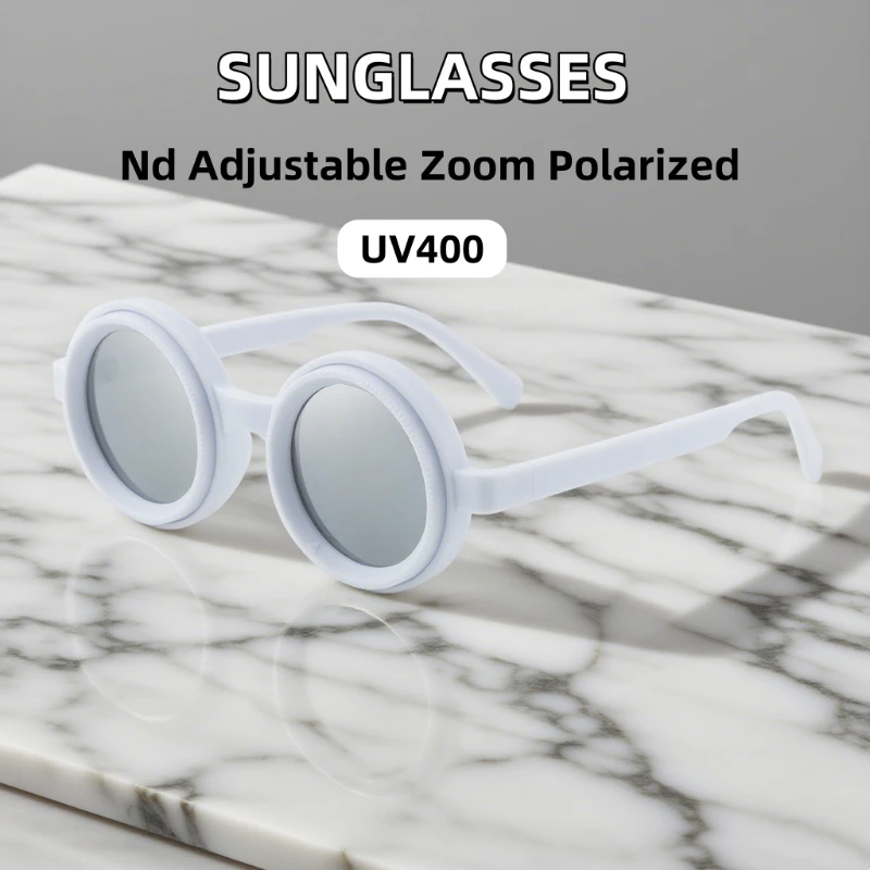 

New Nd Adjustable Zoom Round Frame Polarized Sunglasses Men's Outdoor Sun Protection High-end Glasses UV400 Shades Eyewear