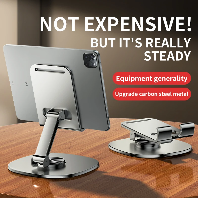 720 Rotate Aluminum Alloy Portable Tablet Holder For iPad Adjustable Flexible Folding Lazy Desktop Live Mobile Phone Mount Stand