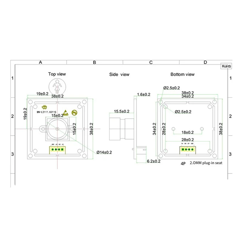 Modulo fotocamera USB Precision 2MP HD 1080P OV2735 FF 95 °   MJPEG, driver YUY2 Plug-N-Play gratuito per Windows Android Linux Mac OSX