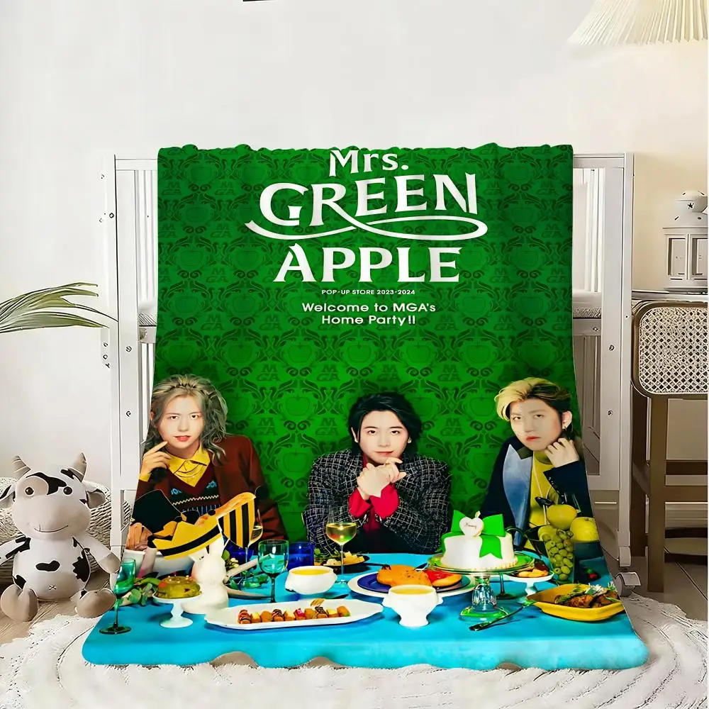 Band M-mrs green apple Throw Kid-Friendly Flannel Throw Blanket Soft Warm Anti-Static Washable All Season
