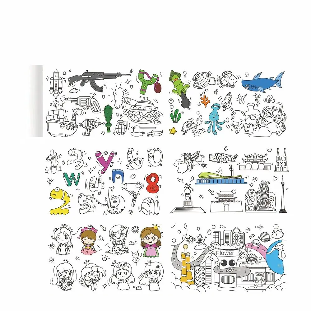 

Little Artist Coloring Toys DIY Toys Gouache Art Watercolor Paper Color Filling Paper Children's Drawing Roll Blank Coloring