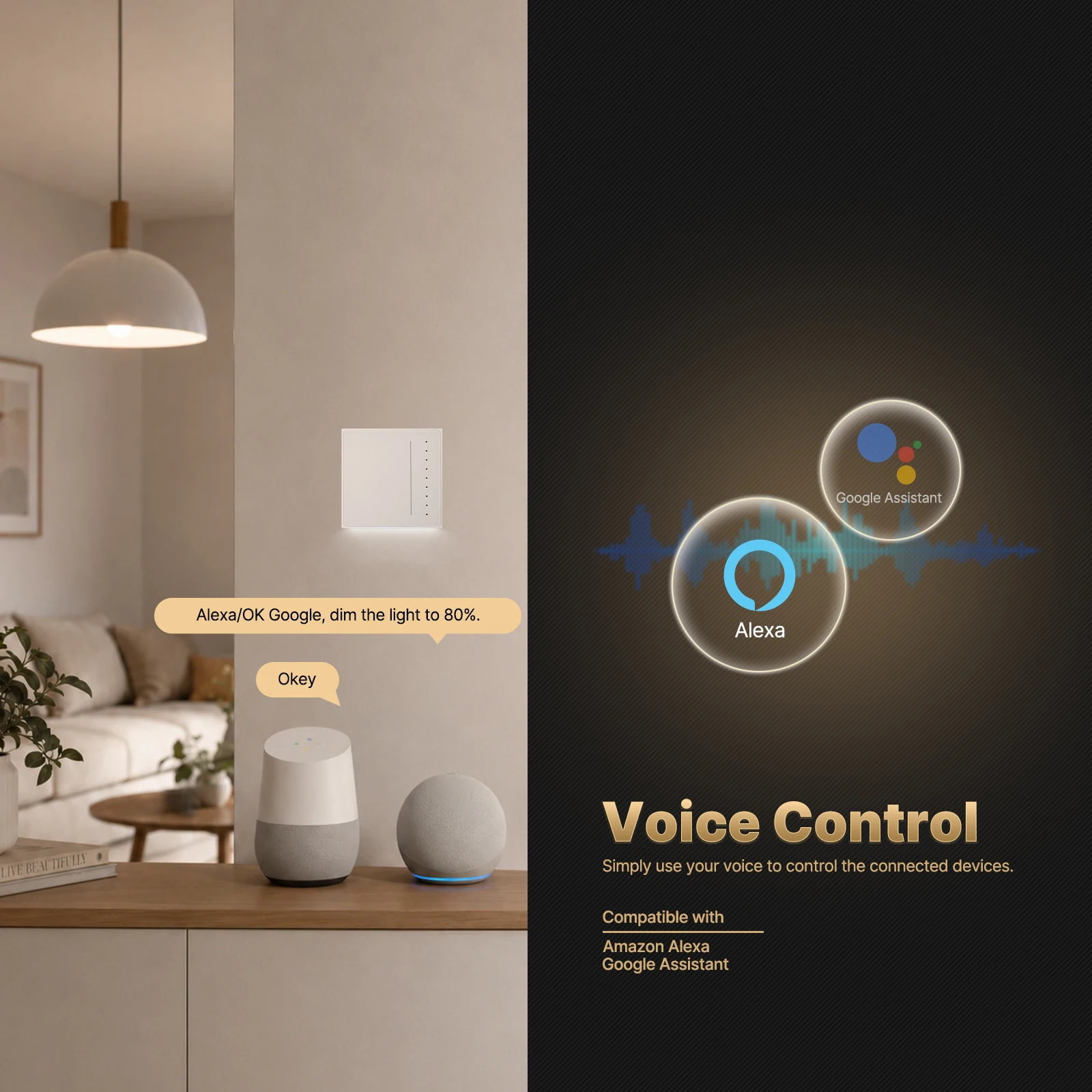 MOES Tuya WiFi/Zigbee Star Feather Series Smart Dimmer Light Switch Adjust Brightness APP Remote Control Voice, Alexa GoogleHome view 6