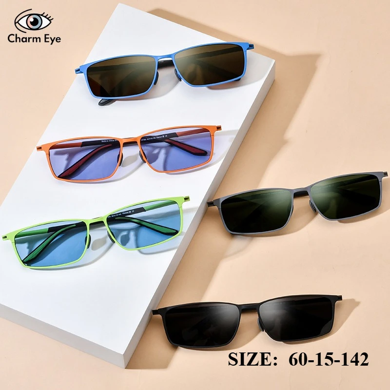 2026スクエアメンズカラード純チタンサングラス新作アウトドアスポーツ滑り止めレディースファッション偏光ドライビングサングラスuv400