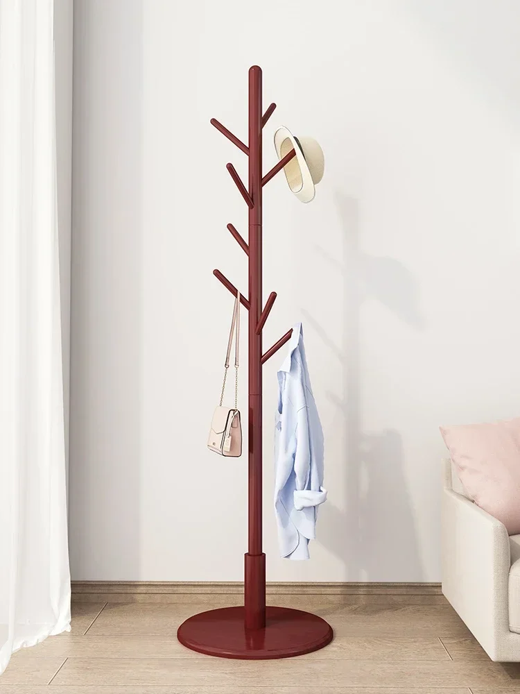 Solid wood coat rack Simple household clothes rack in the bedroom floor modern single-pole storage clothes rack