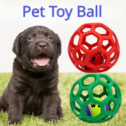 Pet Dog Toy Rubber Interactive Dog Toys Ball for Dogs Chew Toy Hollow Ball Bell Puppy Outdoor Training Game Playing Supplies