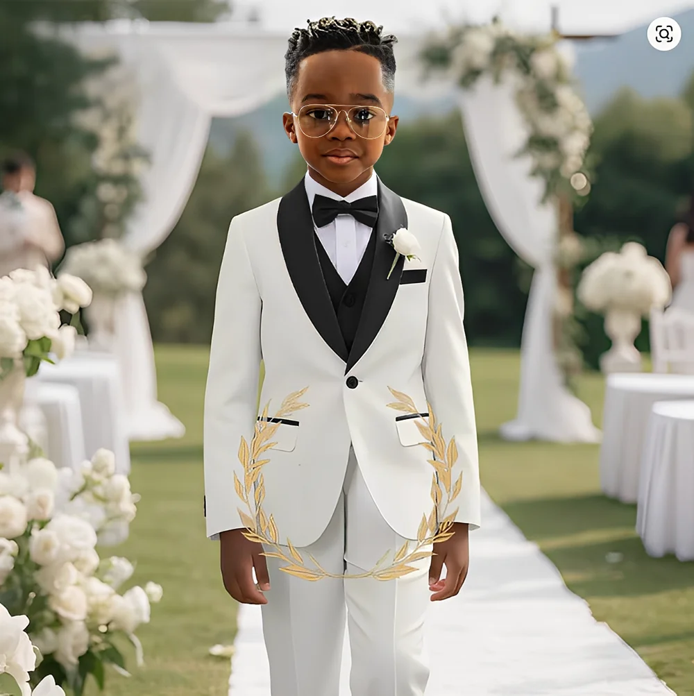 Wedding Boy Suit 3 piece Tuxedo for Kids Holiday Party Dress Formal Outfit Custom Blazer Boy Suit 2-16 years old