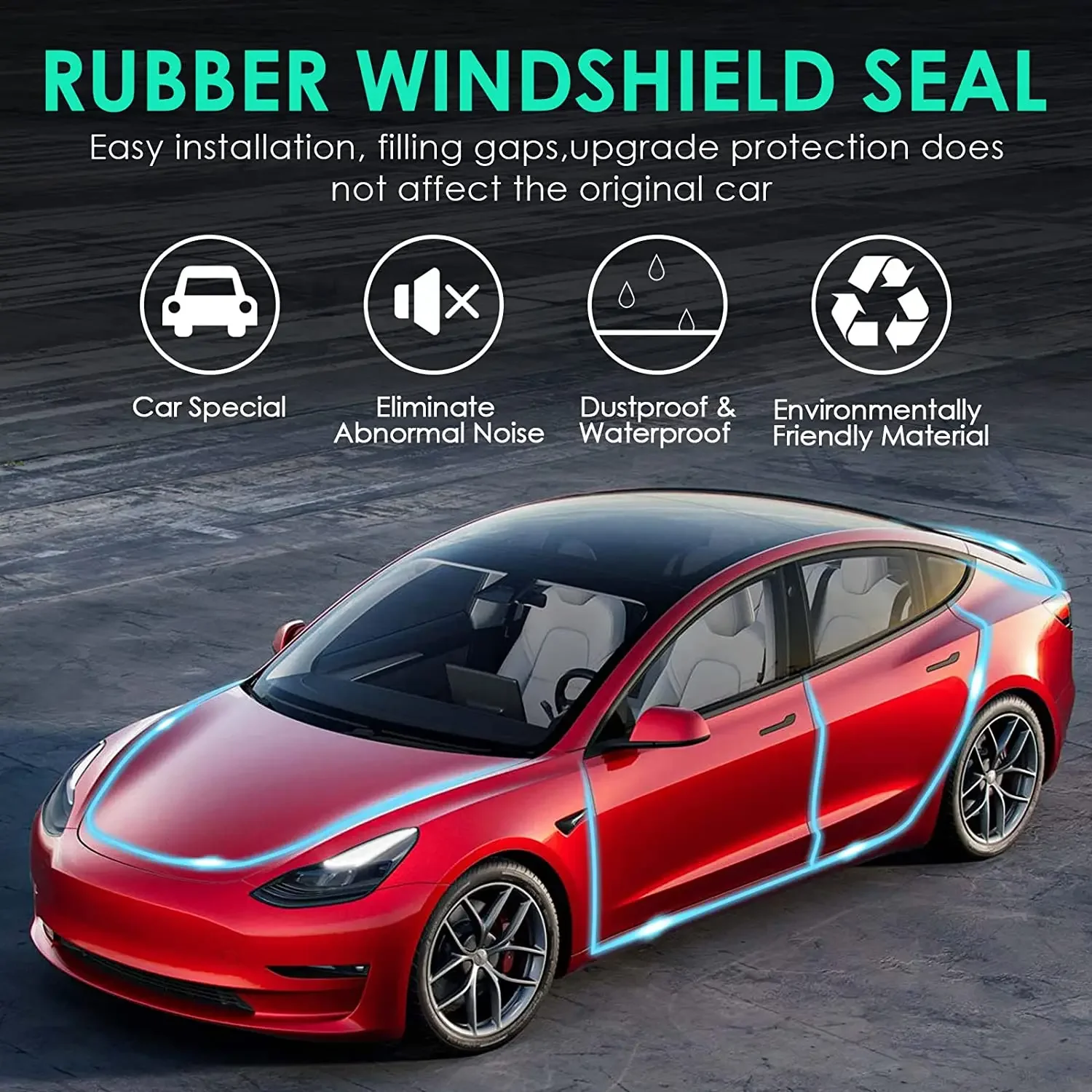 Door Seal Soundproof Kit for Tesla Model Y 2019-2024 Rubber Weather Draft Seal Strip Wind Noise Kit Front Trunk Cover Strip