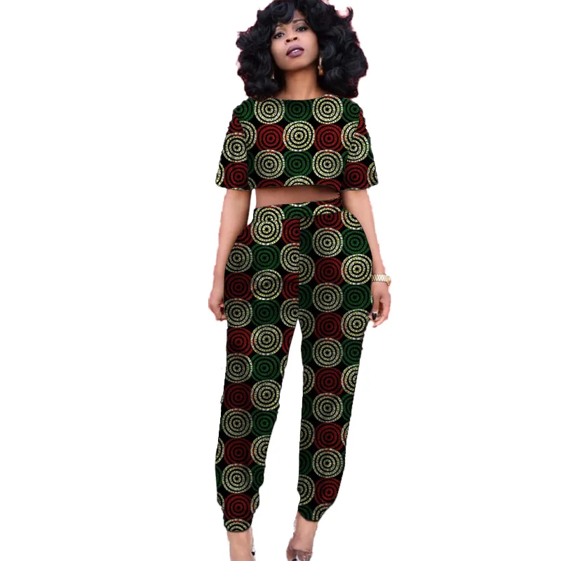 Custom Size African Suits Original Design Women Mini Tops Patch Jogger Pants Nigerian Fashion Lady's Ankara Print Party Wear