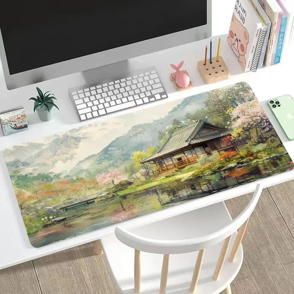 

Green Forest Sunset Mousepad Natural Rubber Gaming Mouse Pad Extra Large Thickened Desk Mat Size for Gameing HYBXXC
