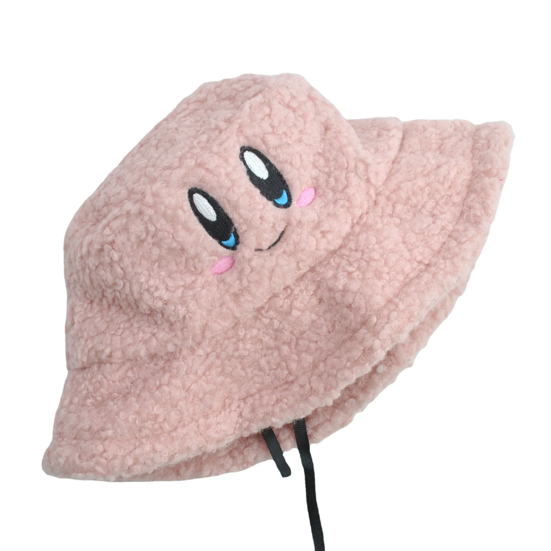 

Cartoon Kirby Thick Warm Hat Embroidered Lamb Wool Fisherman Women's Autumn/Winter Vintage Head Wrap Knitted Warm Headwear Hat