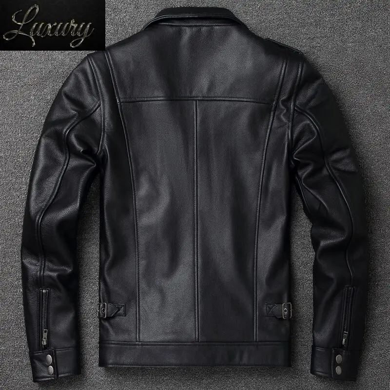 

Men's Classic Pure Cowhide Multi-pocket Winter Motorcycle Style Plus Size Leather Jacket