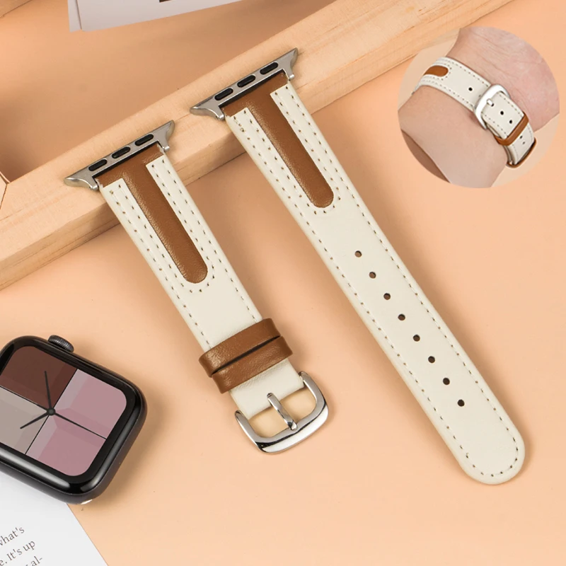 Apple Watch シリーズ 11 S10 42/46mm 9 8 7 41mm 45mm バンド 42mm Ultra 3 49mm ブレスレット iWatch SE3 6 5 4 3 40/44mm用レザーストラップ