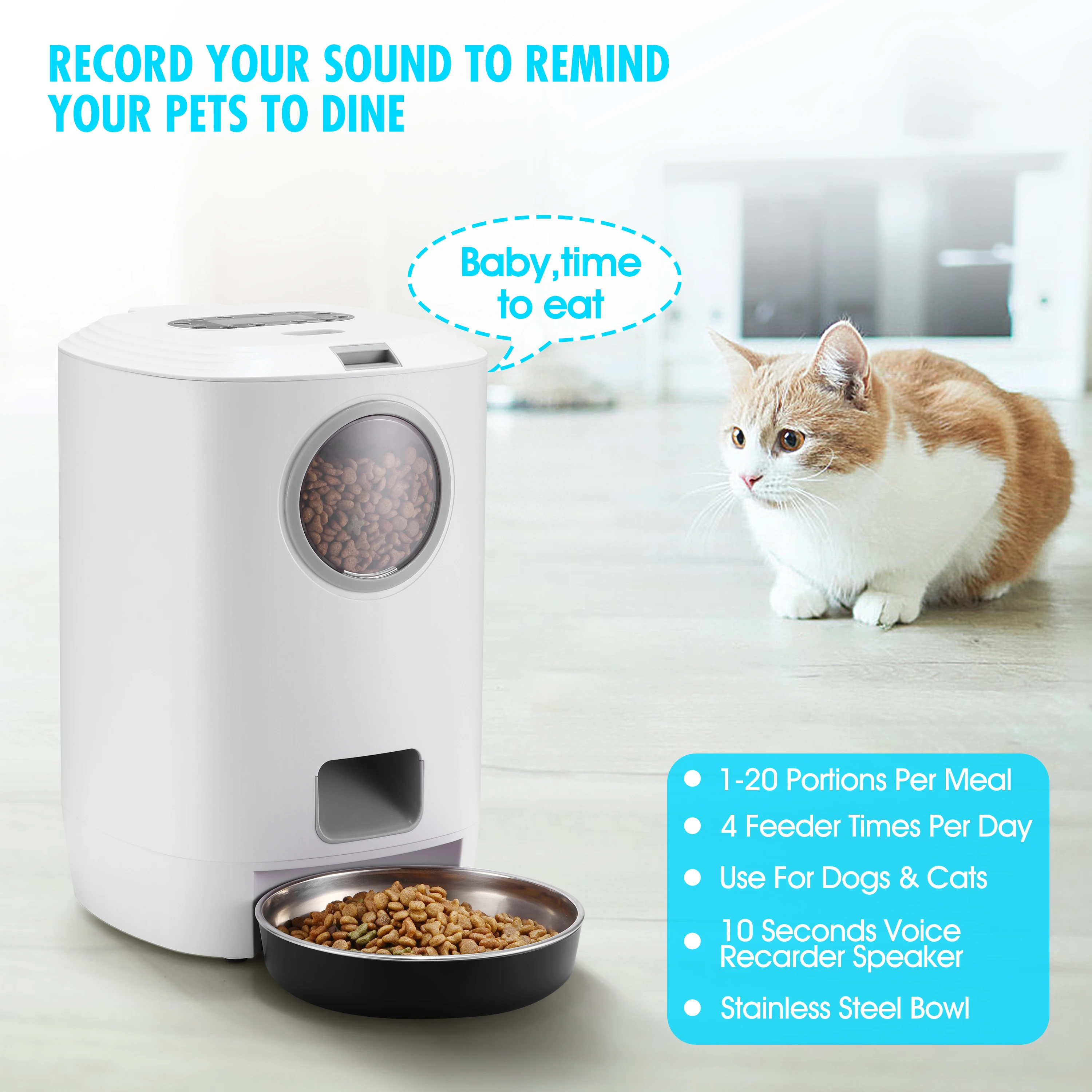 2021 NEW Automatic Pet Feeder 4.5L Capacity Smart Food Dispenser with Portion Control  for Dog and Cat Supporting Dropshipping