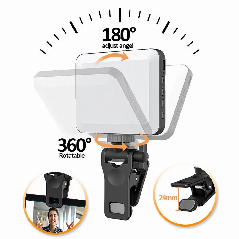 Lámpara de luz de relleno para videoconferencia, luz de Selfie con Clip para teléfono, maquillaje, Zoom en vivo, espada ancha para iPad, MacBook, tableta, ordenador