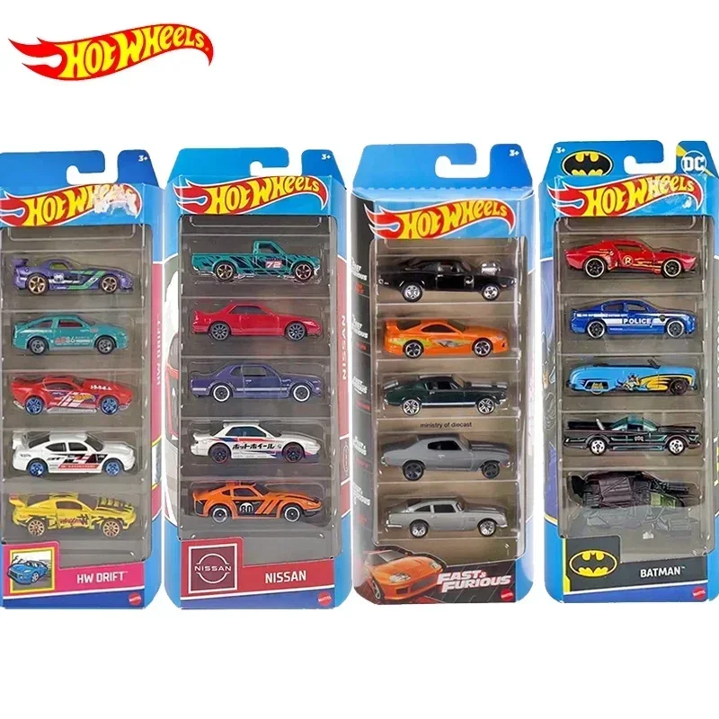 Genuine Hot Wheels Car 5 Pcs Juguetes Diecast 1/64 Toys for Boys Batmobile Fast and Furious Ford Toyota Supra Nissan Model Gift