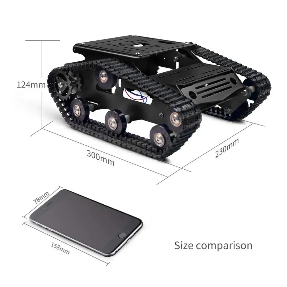 Imagem -02 - Kit Chassi para Tanque de Carro Robô Inteligente Plataforma Grande de Liga de Alumínio com Motores 2wd para Arduino Raspberry pi Faça Você Mesmo Controle Remoto