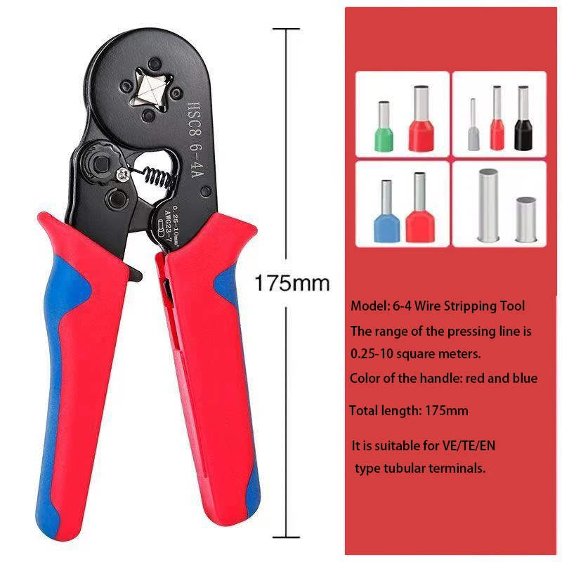 VE 튜브형 전문 압착 펜치 TE 냉간 압착 배선 단자 공기 스위치 소켓 와이어 압착 펜치