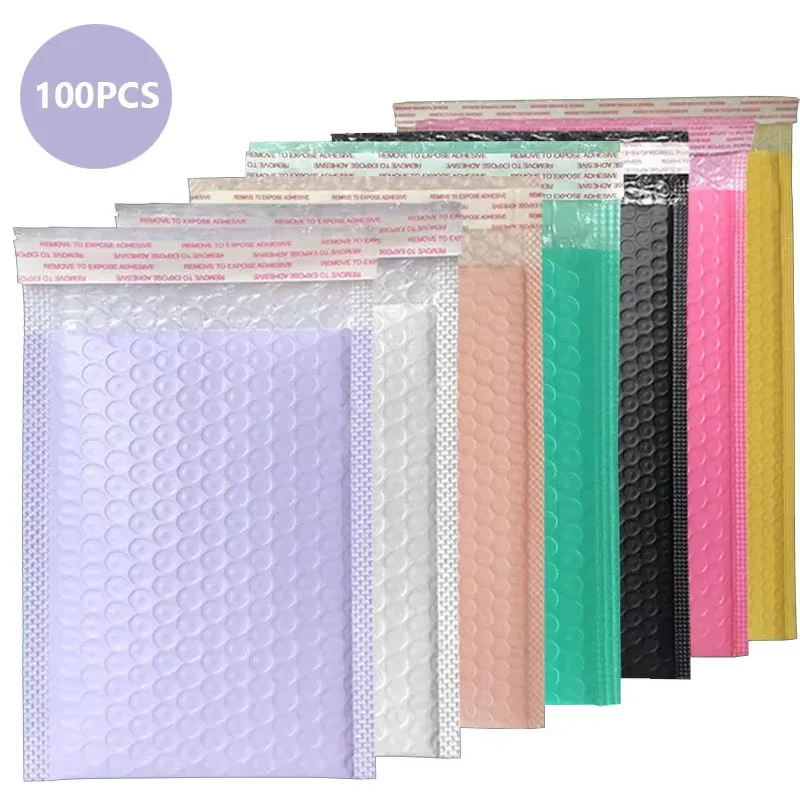 100Pcs Multi Colors Delivery Package Packaging Small Business Supplies Envelopes Shipping Packages Bubble Envelope Packing Bag