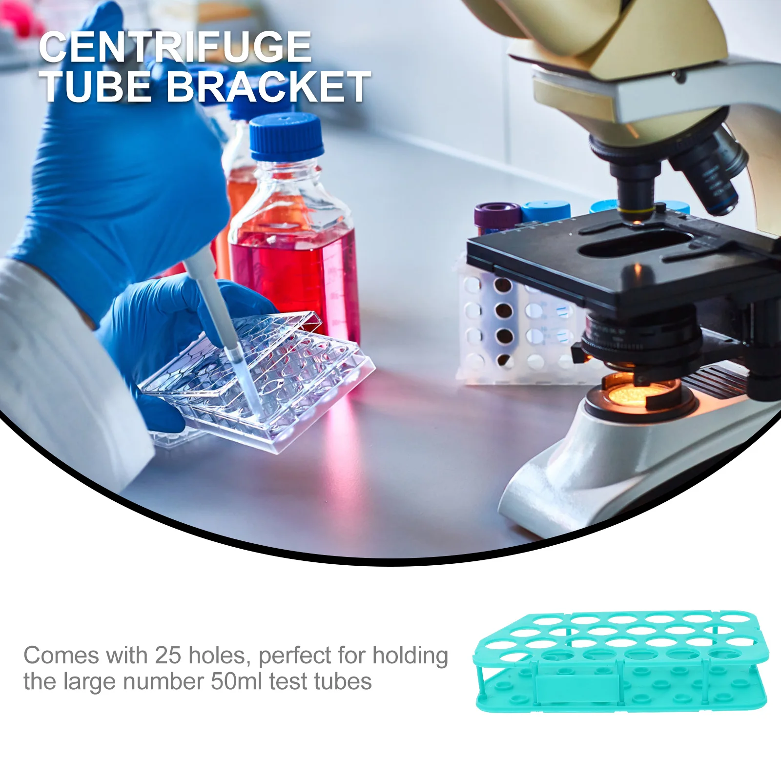 

25 Holes Laboratory Tool Tube Rack Laboratory Test Stand Plastic Lightweight Storage Solution