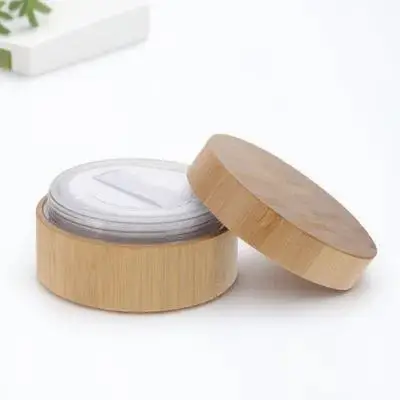 

Футляр для пудры из бамбука, пустая баночка для пудры с крышкой-ситом, портативный держатель для спонжа для макияжа, герметичное хранение