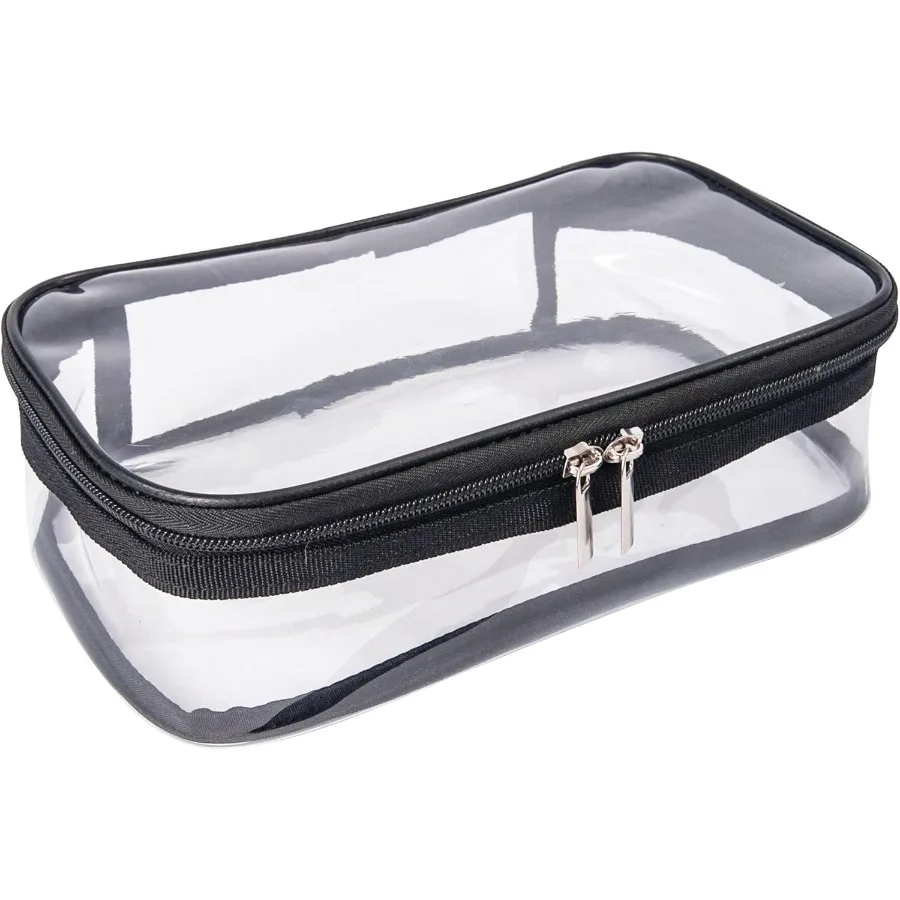 

Portable Zippered Transparent Vinyl Travel Cosmetic Bag Clear PVC Makeup Kits Organizer Utility Pouch See Through Plastic TSA A