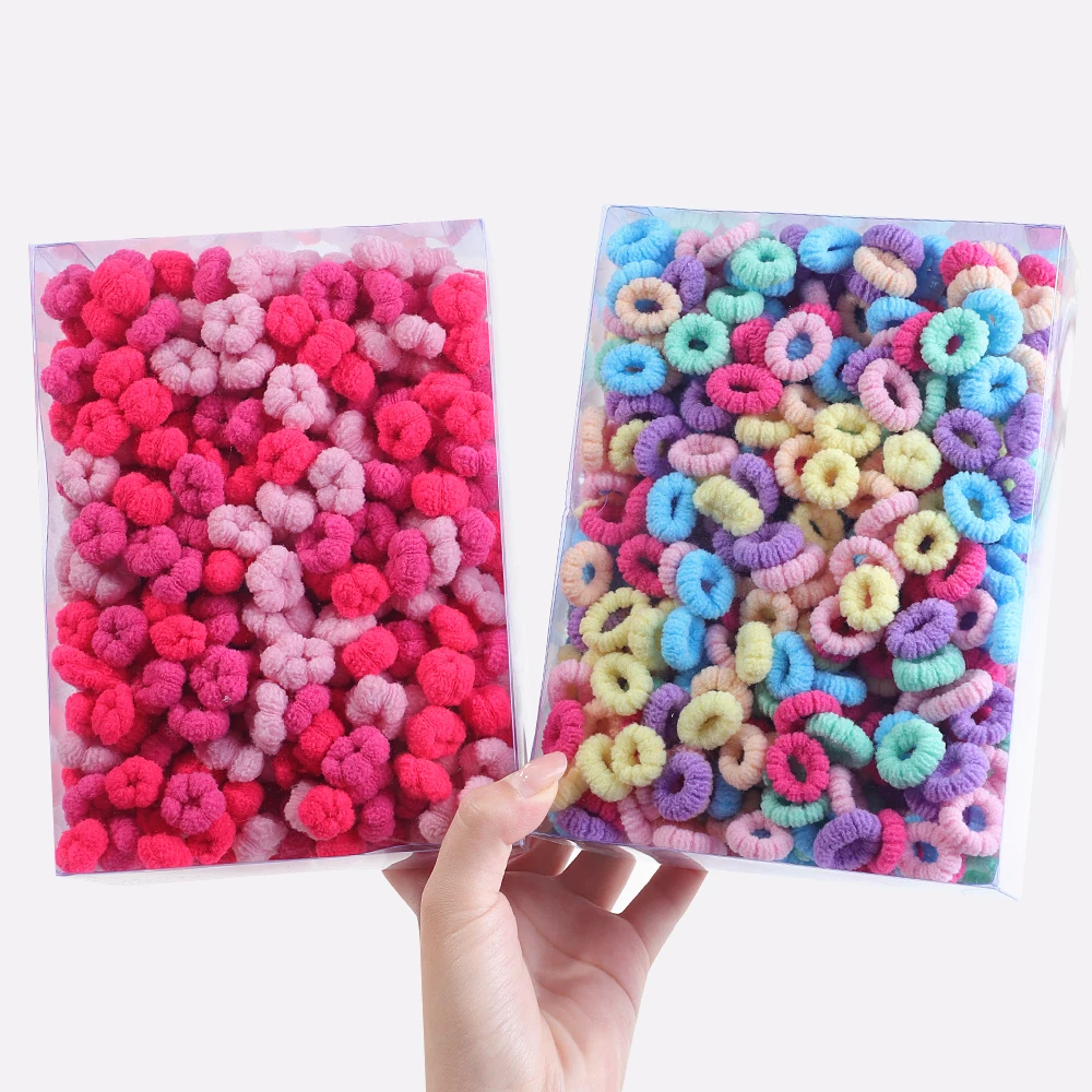 100Pcs Children Elastic Hair Bands Girls Colorful Hair Ties Ponytail Holder Rubber Bands Small Scrunchie Kids Hair Accessories