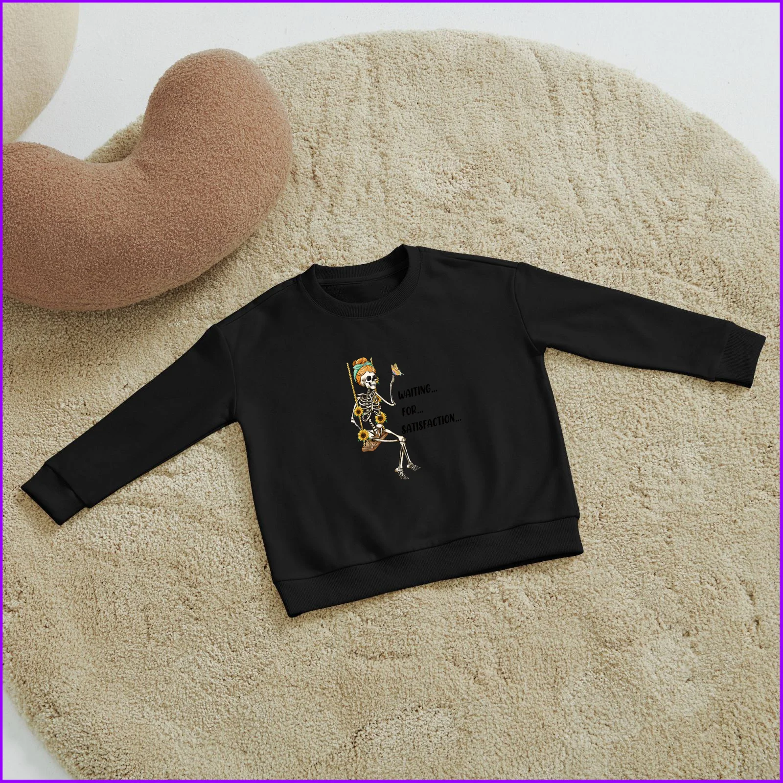 Waiting For Satisfaction Skeleton Skull Horror Butterfly Sjb17 Kids Boys Girls Hoodies Sweatshirts Toddler Tees Designer Luxury