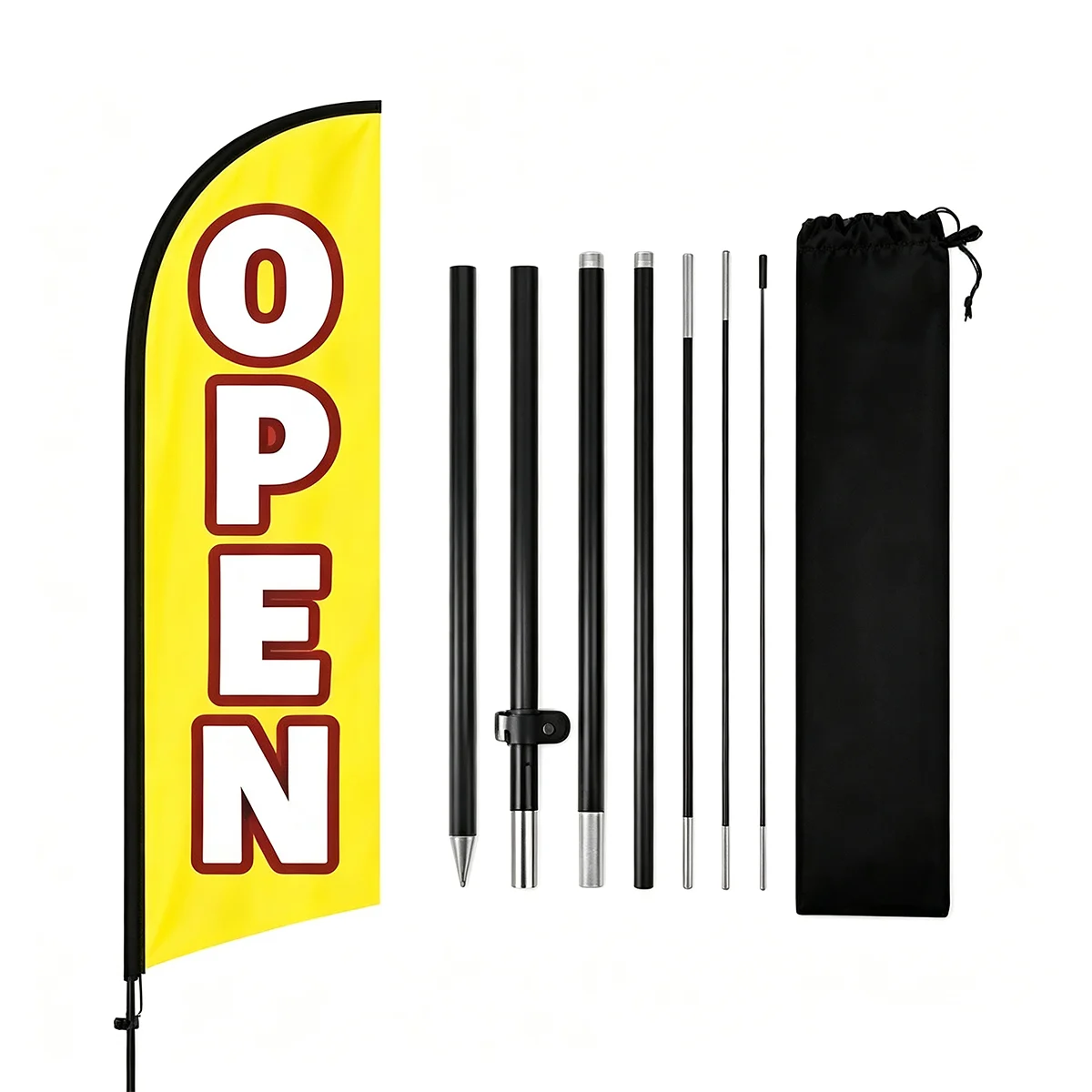 Beach Swooper Banner Pole Kit Aluminum Alloy Wind Resistant Flagpole with Ground Spike for Commercial Advertising