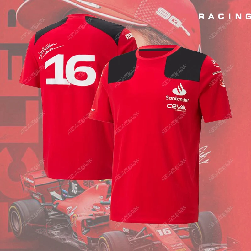Official Team For Ferrari Racing T-Shirt Driver Leclerc Sainz Summer Motorsport Red Quick-Dry Breathable Leisure