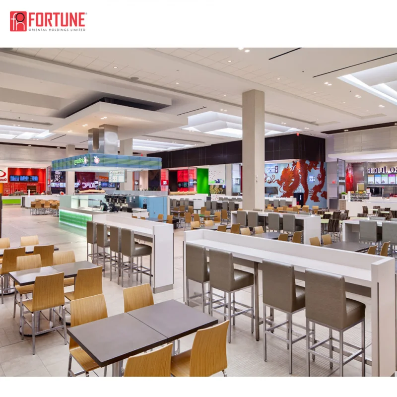 custom.Hot Sale Contemporary 4-Seater Restaurant Table Fast Food Court Furniture Made of Plywood Mall School Dining