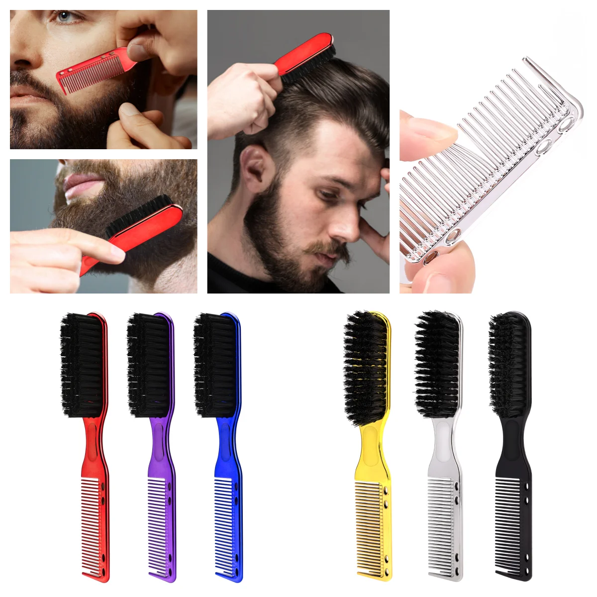 

10 Piece Set Soft Hair Cleaning Brush Barber Dual Purpose Comb Handle Retro Neck Duster for Salon Hairdressing Styling Tools