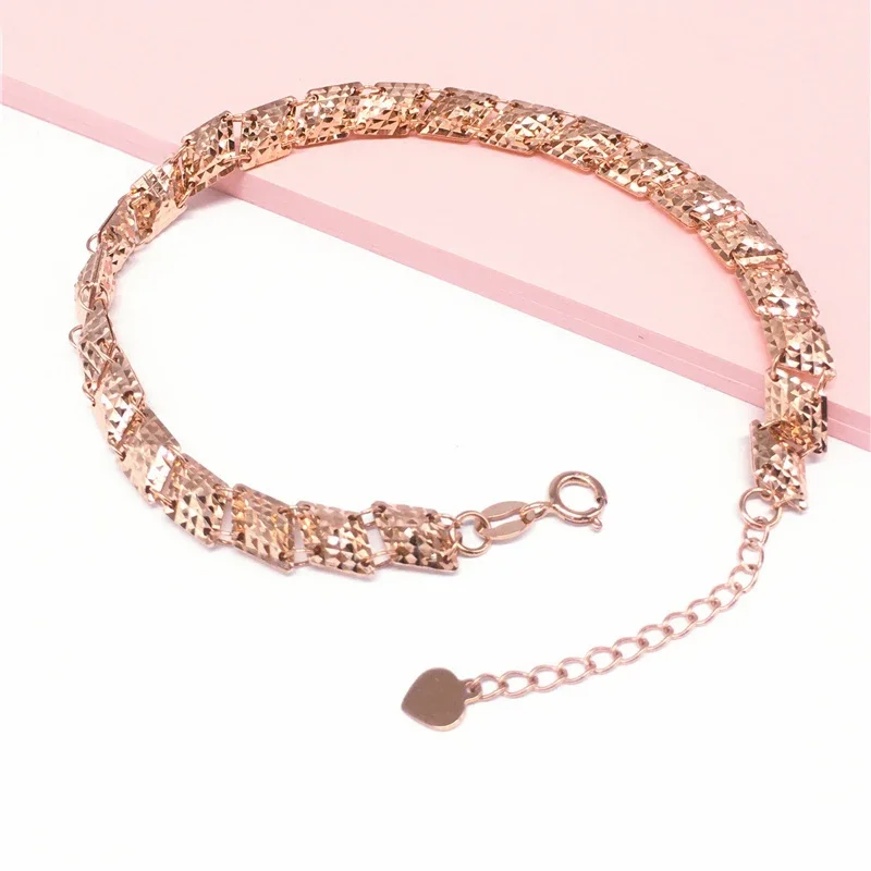 Shiny and Exquisite Rhombus bracelet for Women Plated 14K Rose Gold Bangles Romantic Light Luxury Jewelry