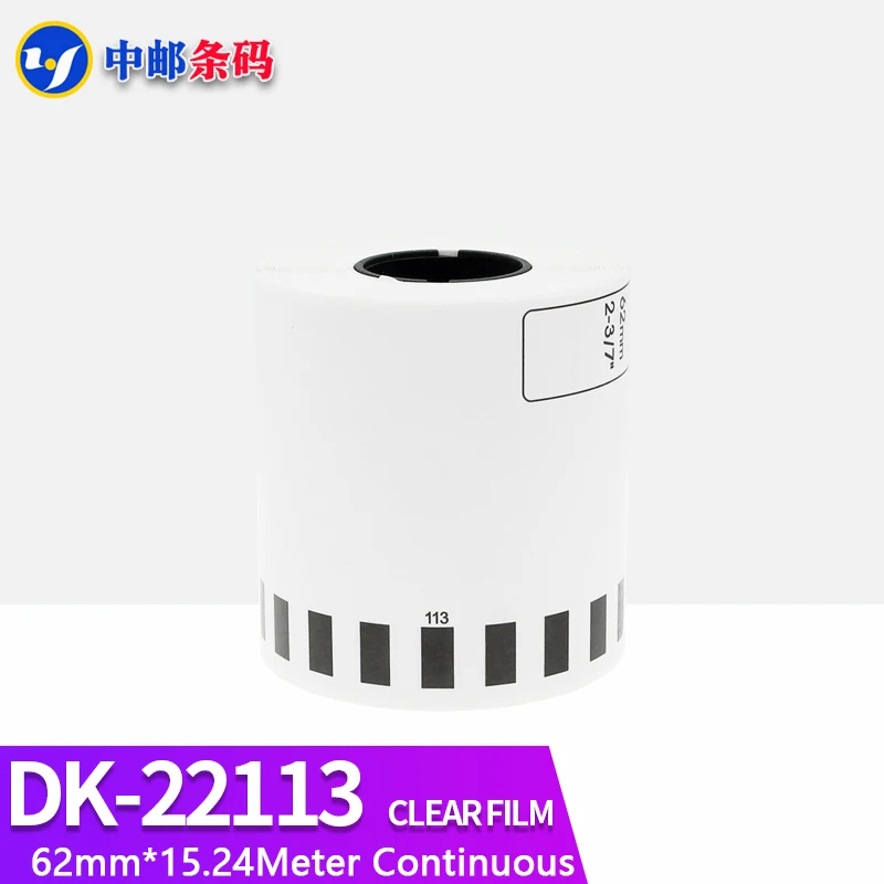 10 Rolls Compatible DK-22113 Transparent Label 62mm*15.24M Continuous for Brother QL-700/800 Printer Including Plastich Holder