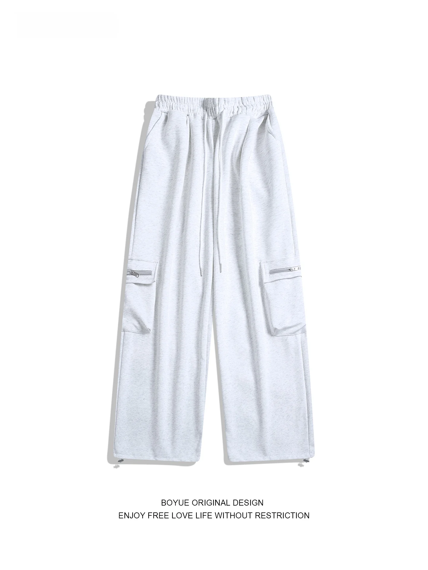 

Boyue American Retro Workwear Casual Pants Loose Fit Multiple kets Zipper Design Dstring Long Trousers ex